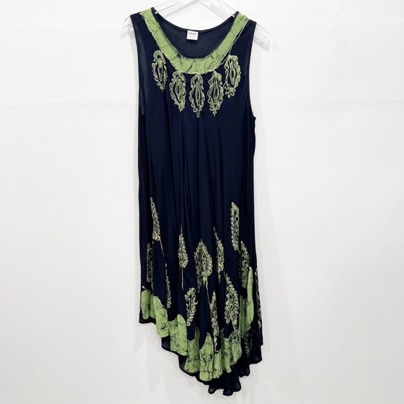 Asha Vintage Free Size Boho Dress Viscose Paisley Applique Handkerchief Tank - Picture 1 of 7